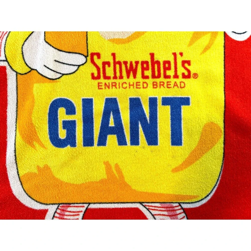 Schwebels Bread‎ Mascot Beach Towel In a Bag Cotton Hilasal 100% Cotton Vintage